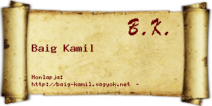 Baig Kamil névjegykártya